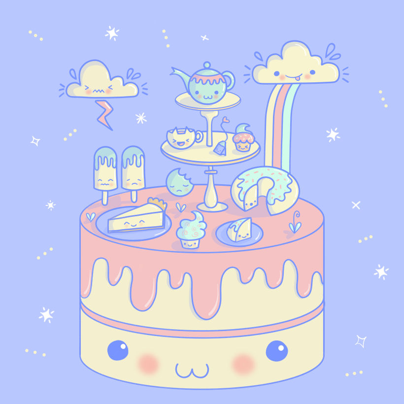 "Tea party" kawaii illustration finished.