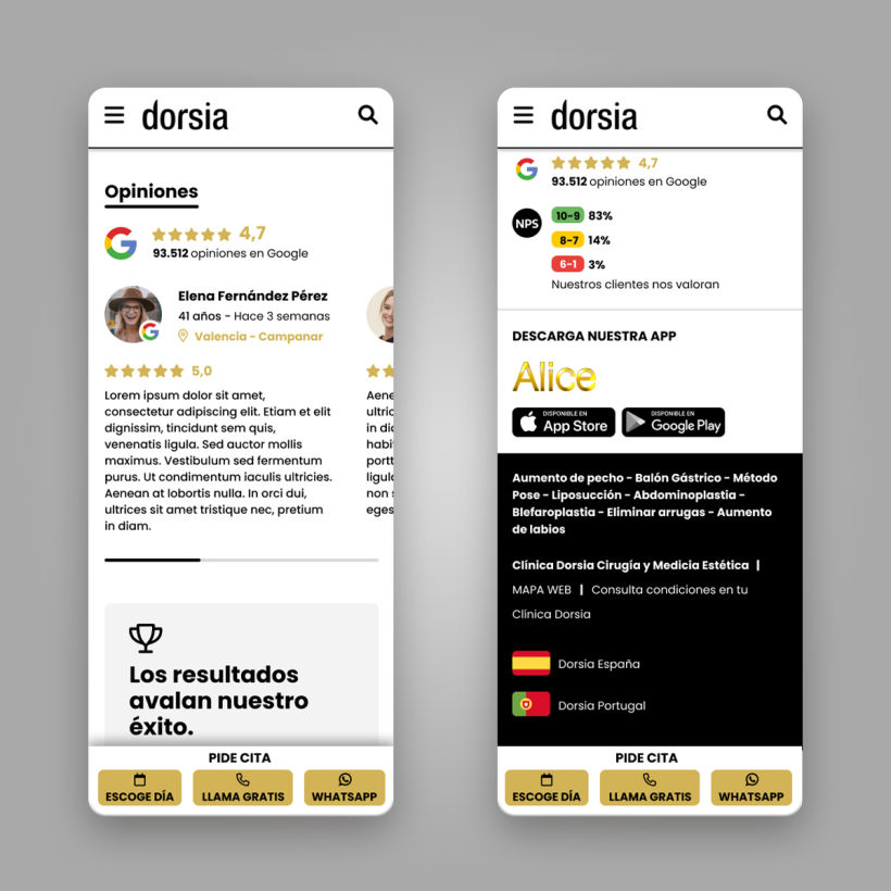 Rediseño web Clínicas Dorsia versión móvil 3