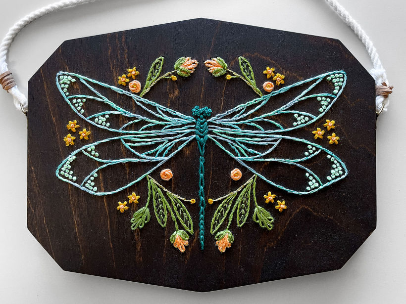 Dragonfly Wood Embroidery Kit 10