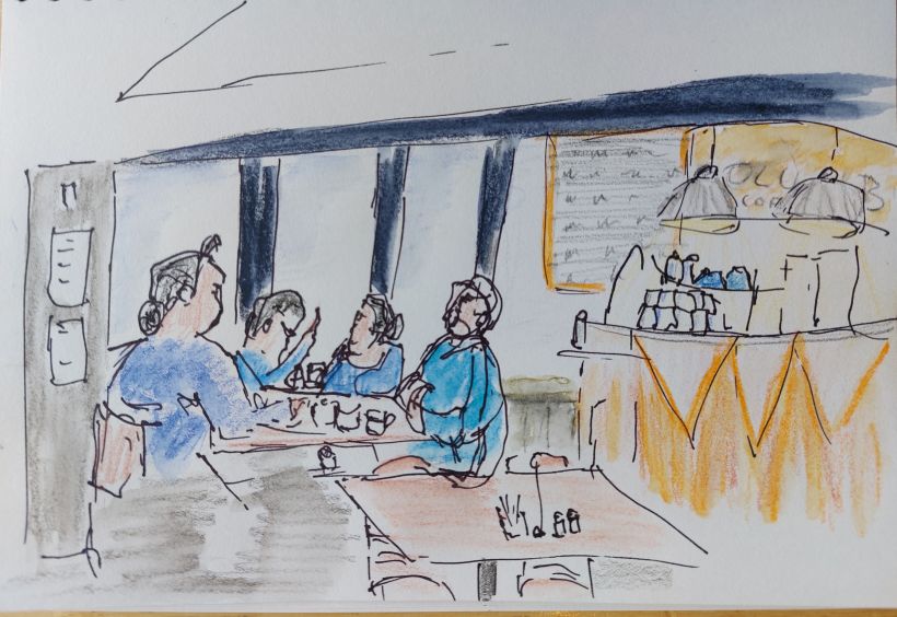 Life painting in a Café