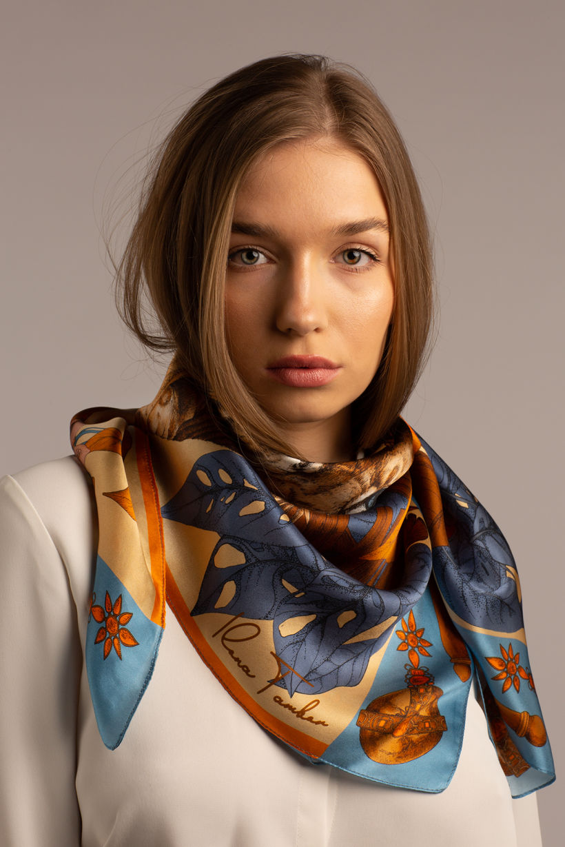 Illustrated Wool silk scarves / shawls collection gift idea - Ilona Tambor