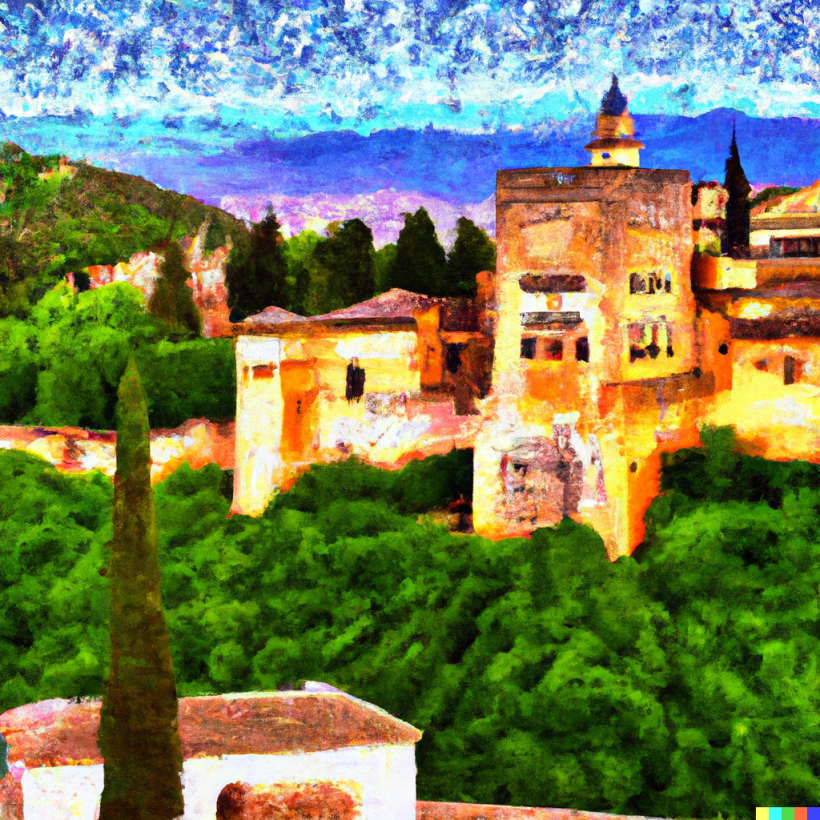 “La Alhambra in a Van Gogh painting style”