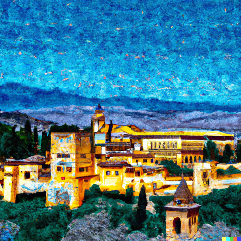 “La Alhambra in a Van Gogh painting style”
