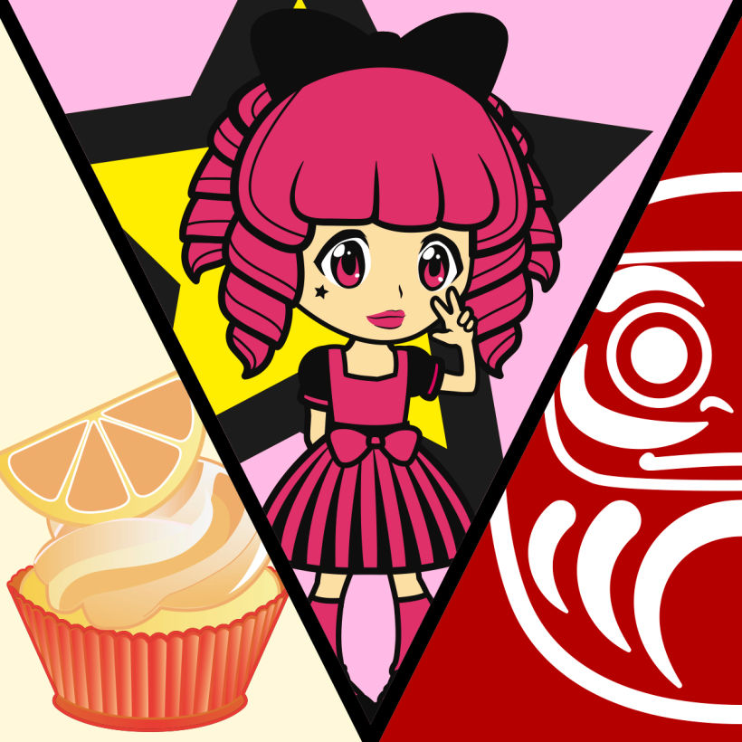 Vector Works 2: "Lolita", "Cupcake videogame", "Daruma". 1