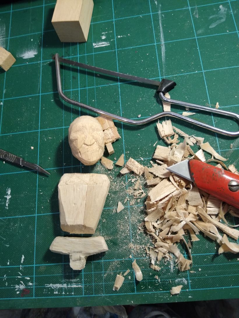 Carving balsa.