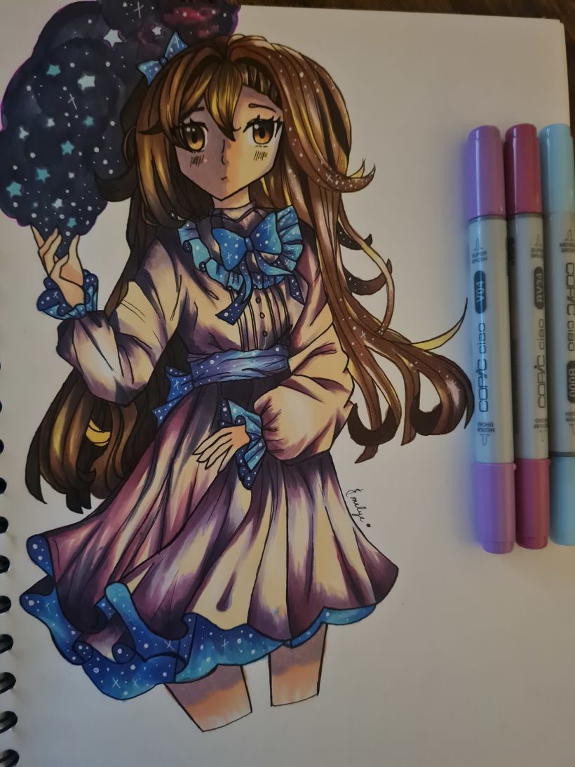 Anime/manga inspired character design in alcohol markers & fineliners |  Domestika