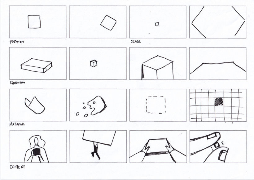 From One Script to Different Storyboards - "A square" & "Holding a square"