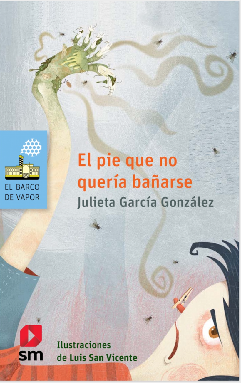 Portada de El pie que no quería bañarse, con ilustraciones de Luis San Vicente, 2012. 