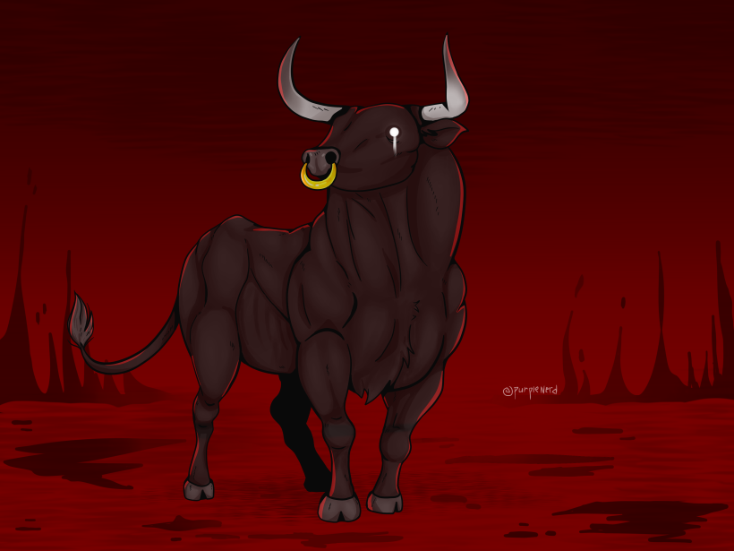 I saw a picture of a muscular bull and I wanted to draw him, ( I made his muscles a lot more visible than the refrence)