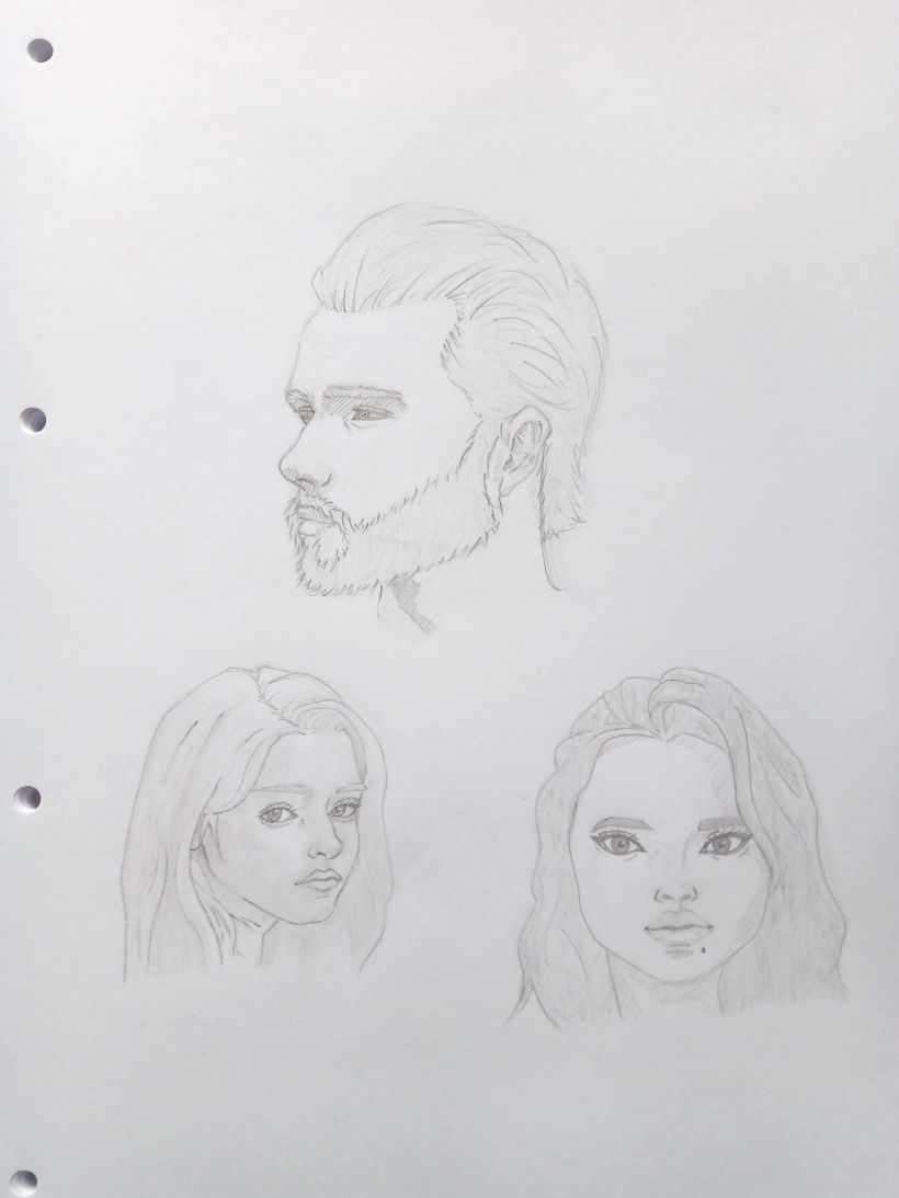 Exercise 3.3 - Practice Drawing a Portrait (Profile; 3/4; Front)