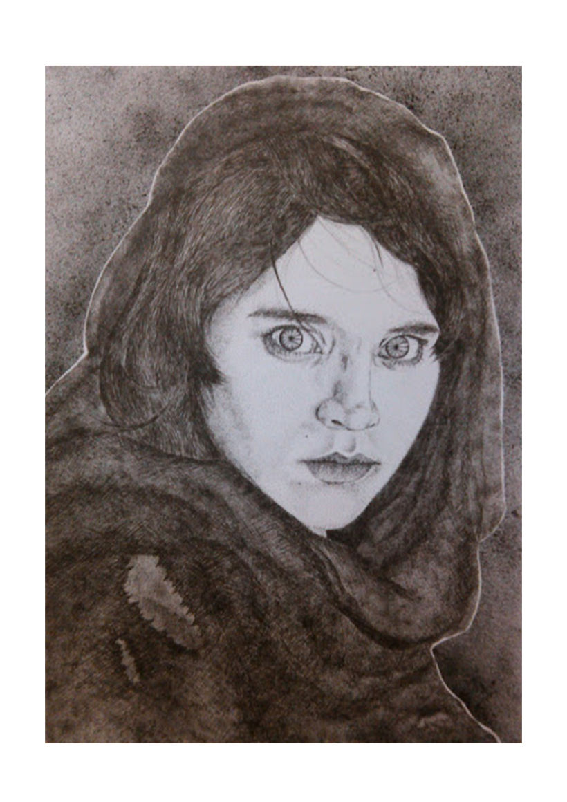 Niña Afgana (práctica con tinta para un curso de dibujo) 2015