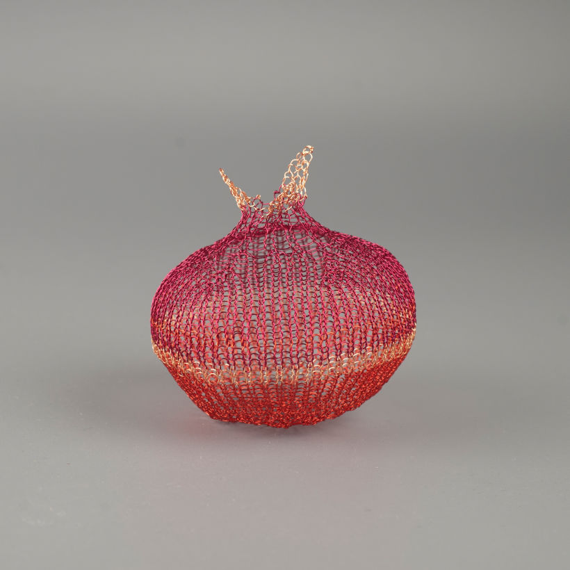 Wire crochet pomegranate made in the ISK technique, unique home decor piece fun to make   3