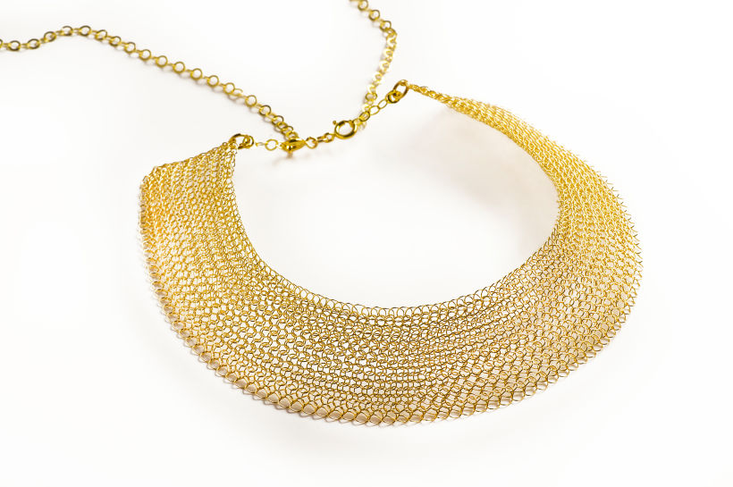 Cleopatra statement necklace, wire crochet gold necklace   3