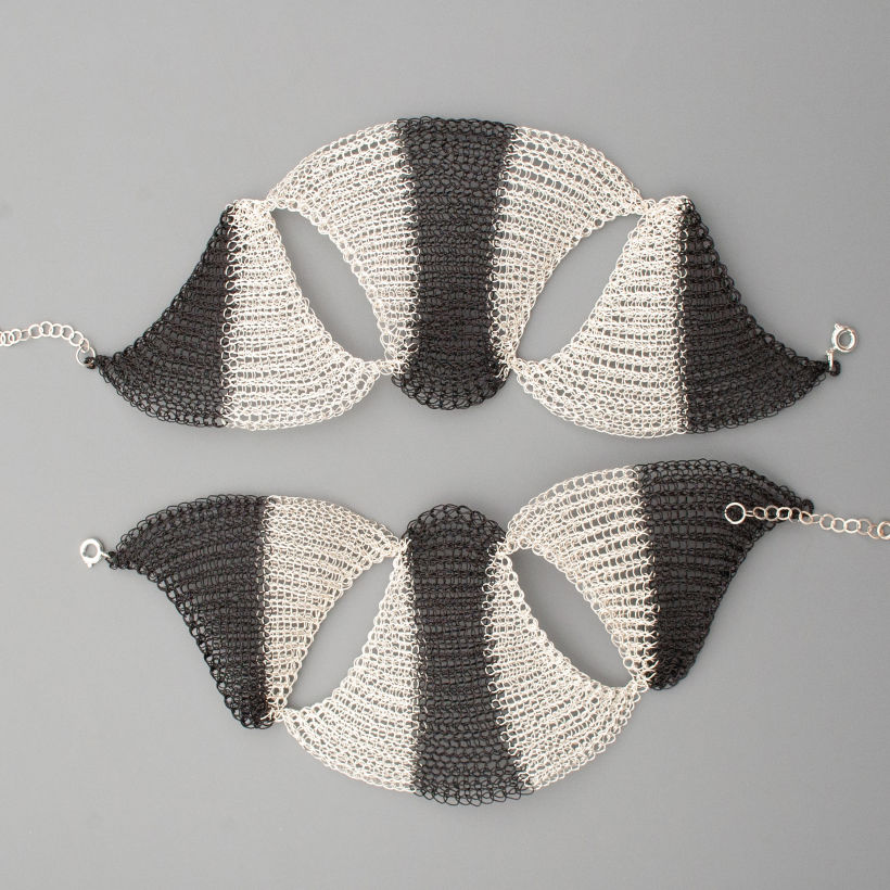 Shogun black and white organic wire crochet jewelry set 1