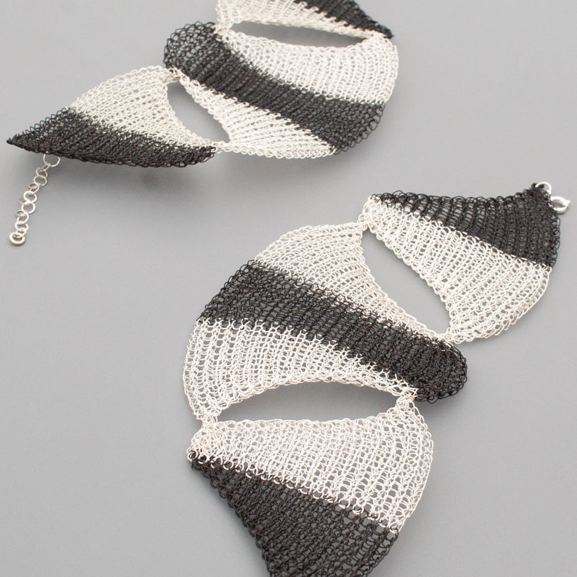 Shogun black and white organic wire crochet jewelry set 2