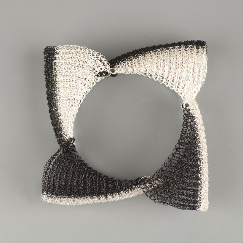 Shogun black and white organic wire crochet jewelry set 3