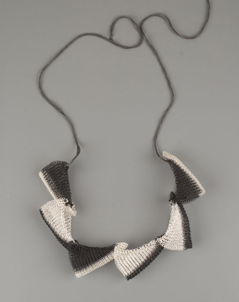 Shogun black and white organic wire crochet jewelry set 4
