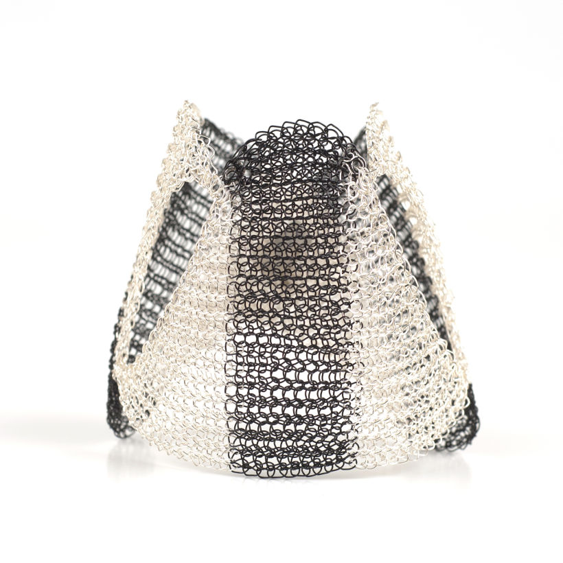 Shogun black and white organic wire crochet jewelry set 5