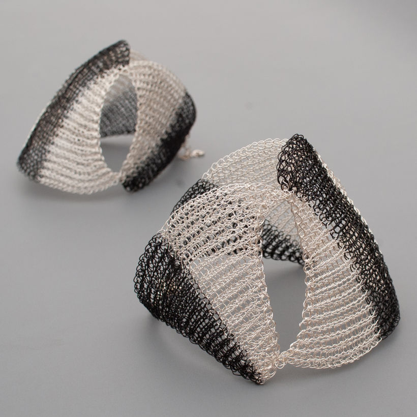 Shogun black and white organic wire crochet jewelry set 6