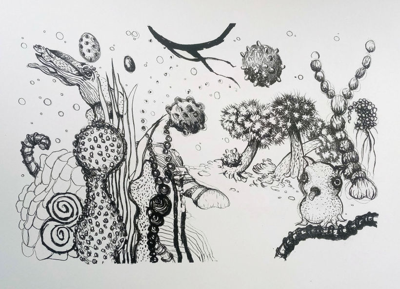 Lithography, print by Karina mosegård 2022, titel: "Under the surface III"