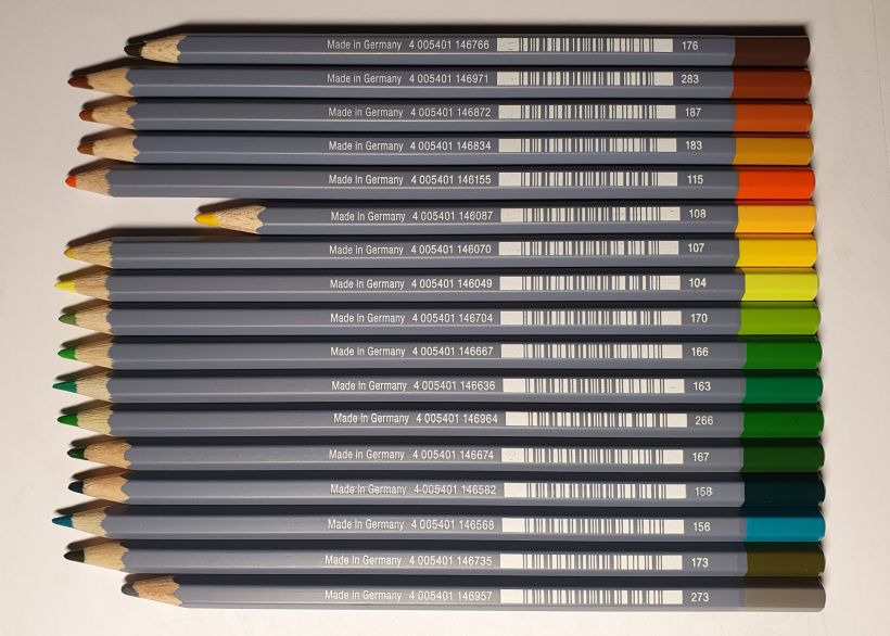 Voici la gamme de crayons aquarellables utilisés