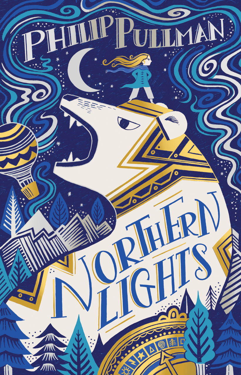 My final design for the 'NORTHERN LIGHTS' cover. Published 2019, Scholastic.