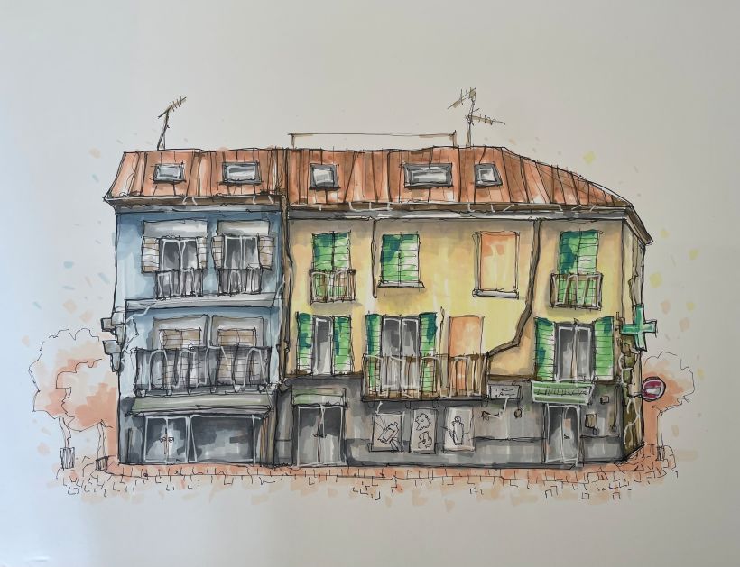 Il mio progetto del corso: Disegno architettonico espressivo con pennarelli colorati 2