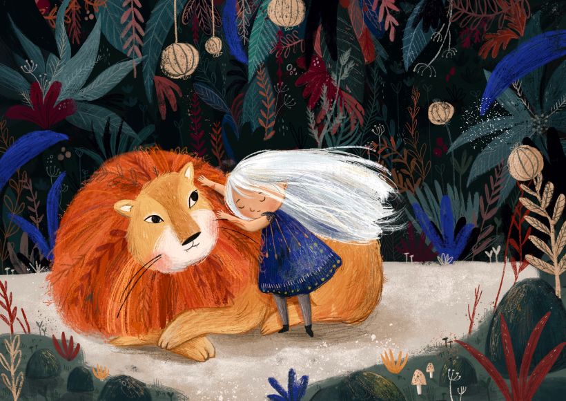 Little Lion and girl illustration  3