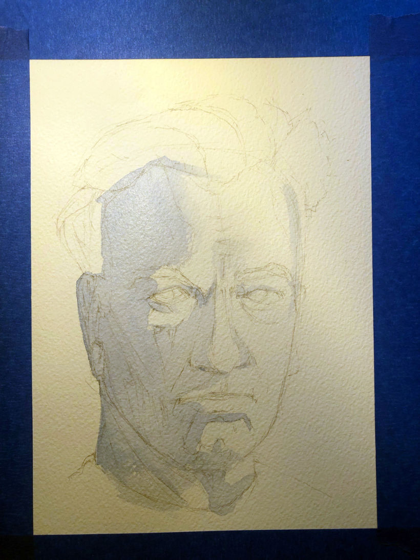 Sketch of FM with blue wash