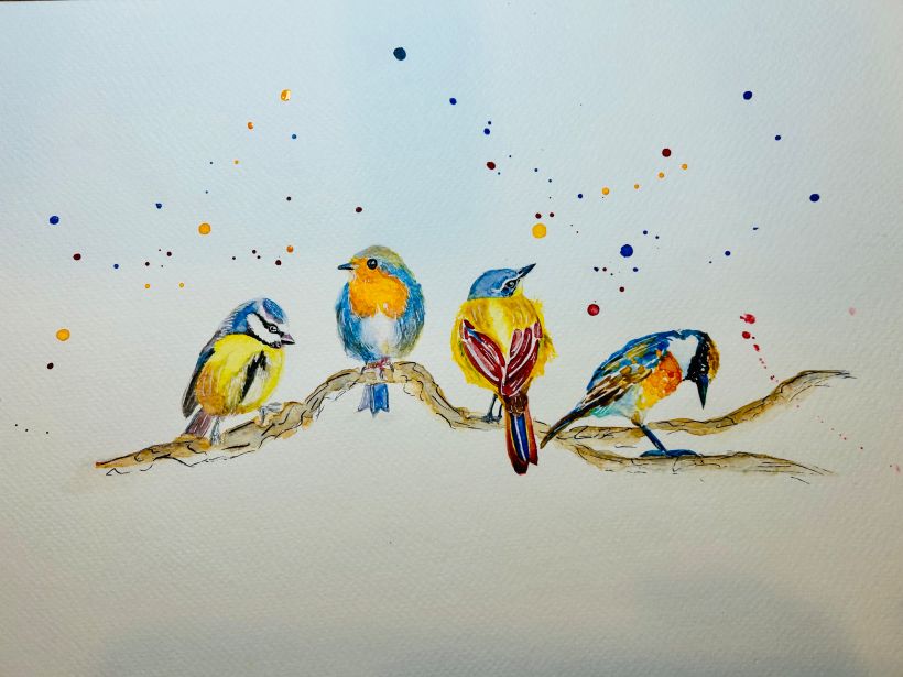 Mijn project van de cursus: Vogels illustreren met artistieke aquarel 1