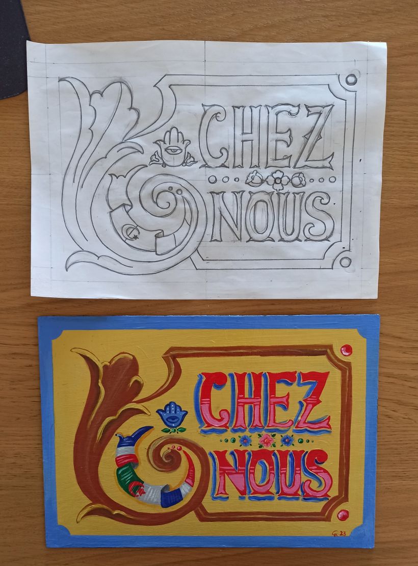 Mi proyecto del curso CHEZ NOUS : Fileteado porteño: ilustración y ornamentación de carteles 4
