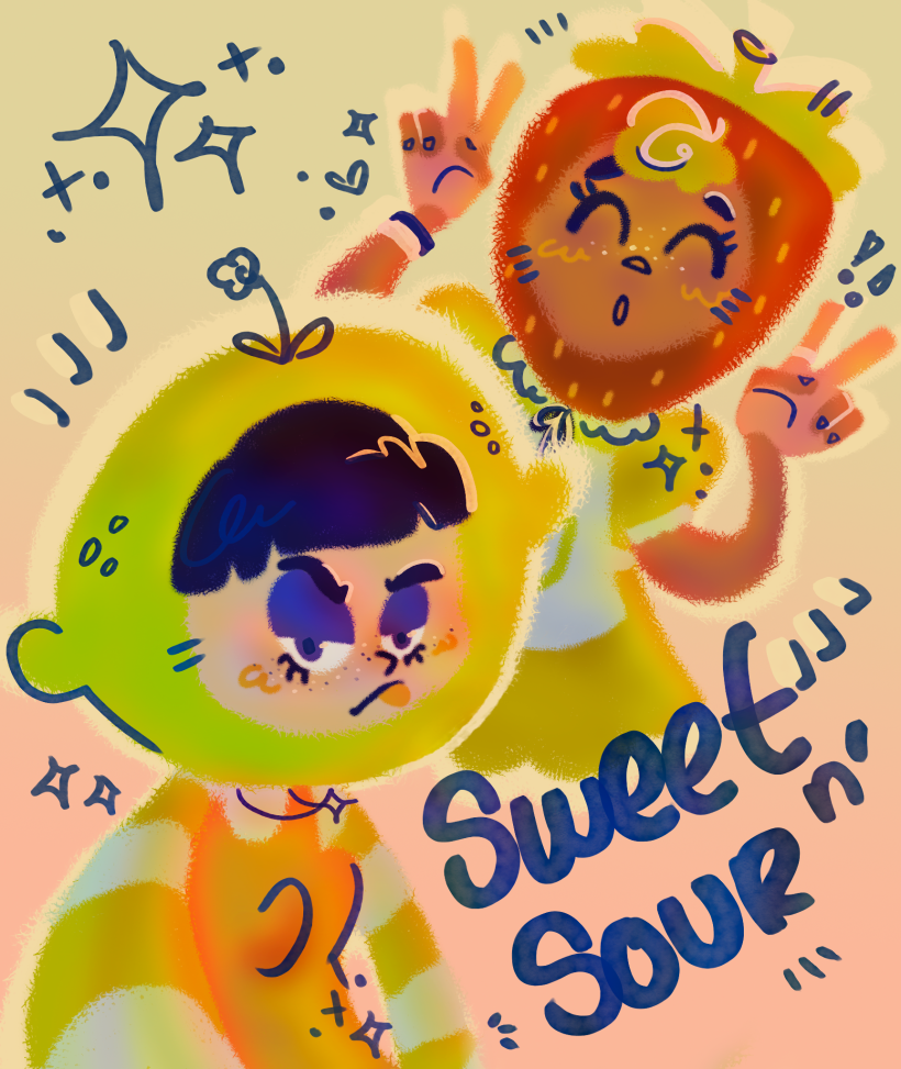 Ilustración personal hecha en ratos libres con la temática de "sweet and sour".