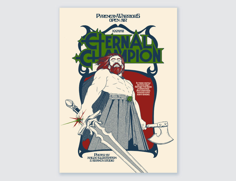 Eternal Champion / Poster oficial Pyrenean Warriors / Maldo illustration + Branca Studio 1