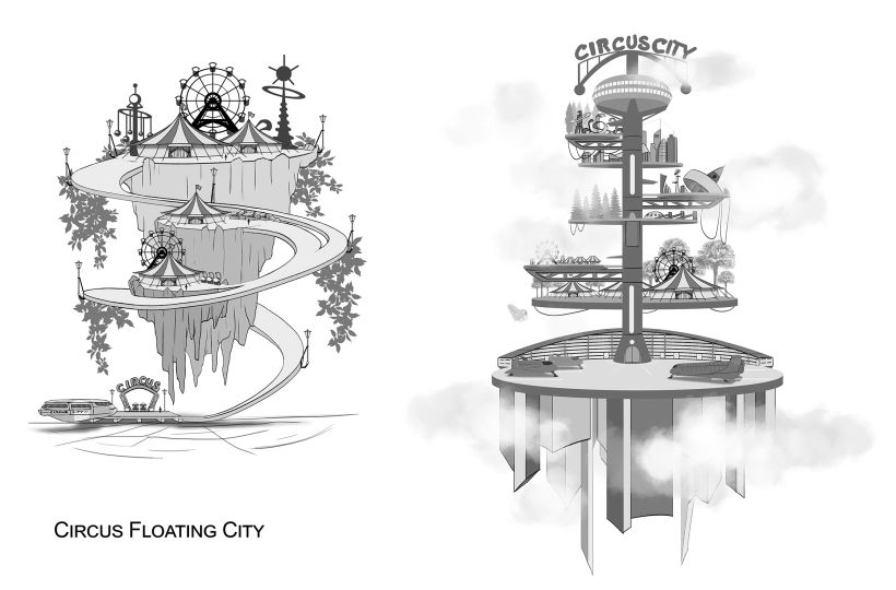 Tren Circo Ciudad: Mi proyecto del curso: Concept art para animación: diseña entornos mágicos 9
