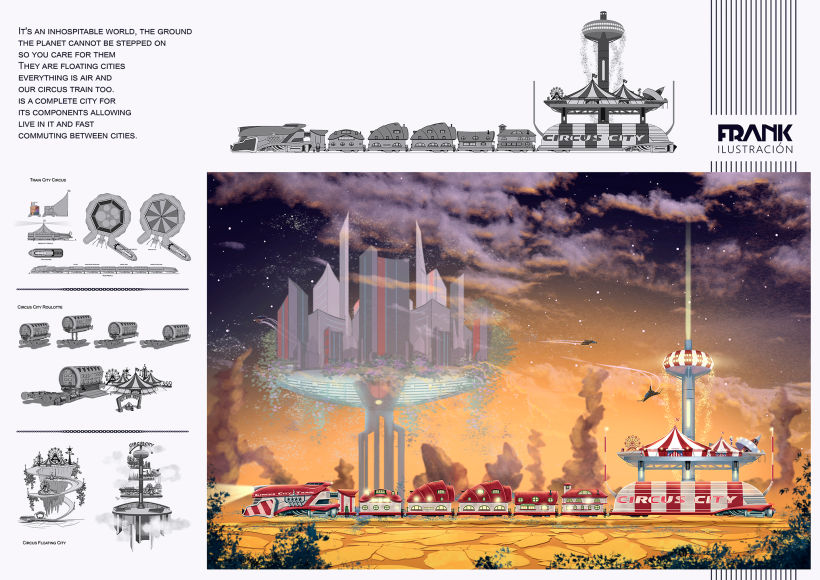 Tren Circo Ciudad: Mi proyecto del curso: Concept art para animación: diseña entornos mágicos 13