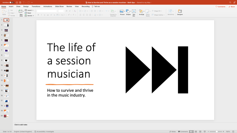 Presentation for Bath Spa University Music Think Tank - slide 1