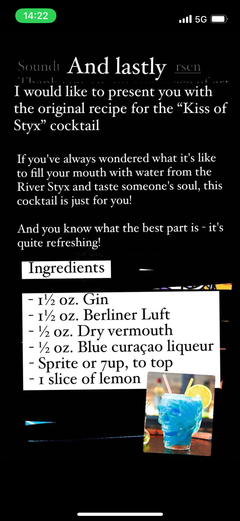 “The Kiss of Styx” Cocktail 21