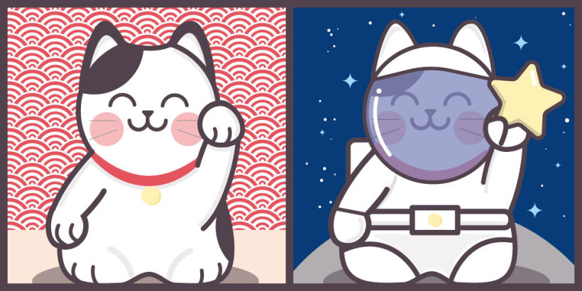 El gato de la suerte viaja al espacio