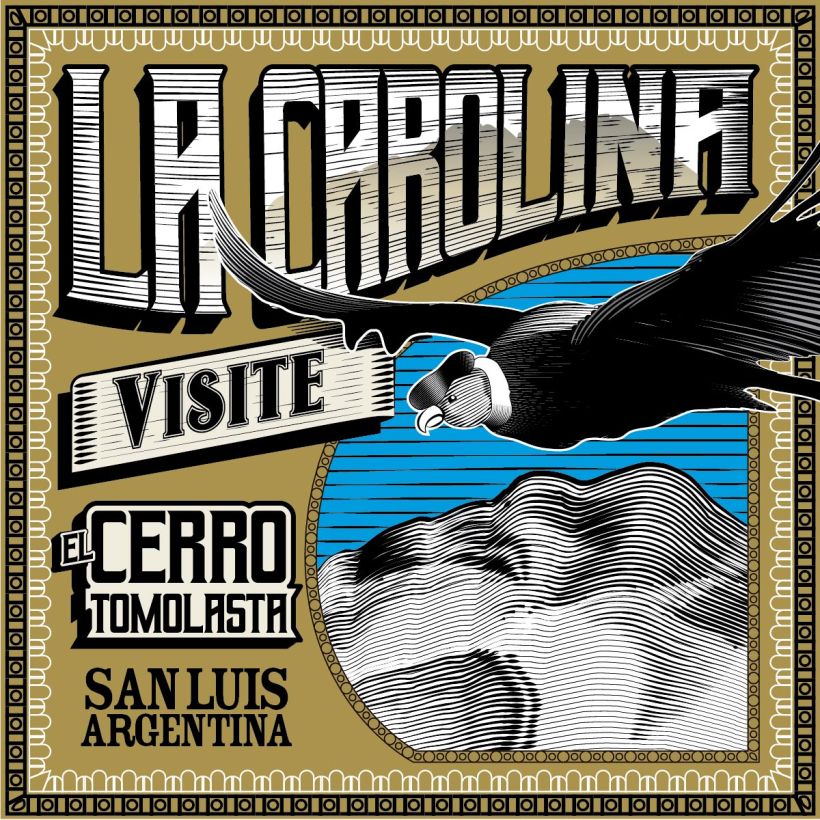 Diseño de cartel turístico, para localidad La Carolina, San Luis, Argentina. Pieza utilizada para calcos promocionales.