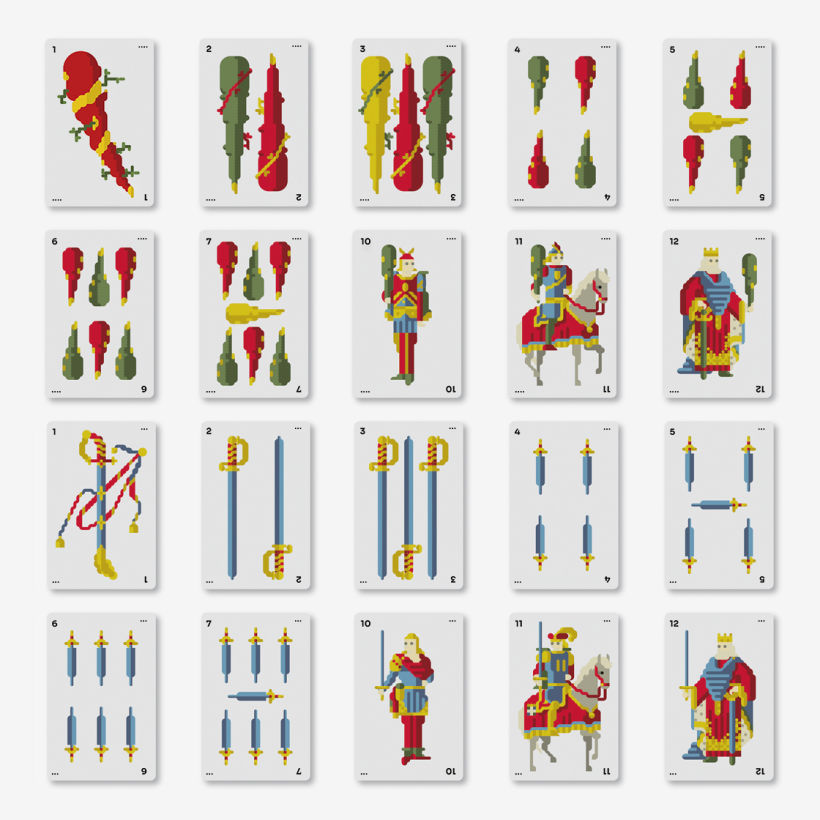 Diseño estilo “pixel-art” de baraja española de naipes 6