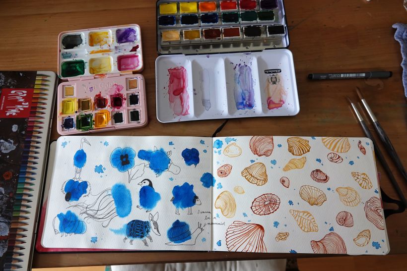 Mein Abschlussprojekt für den Kurs: Kreatives Sketching mit Aquarell für Anfänger 5