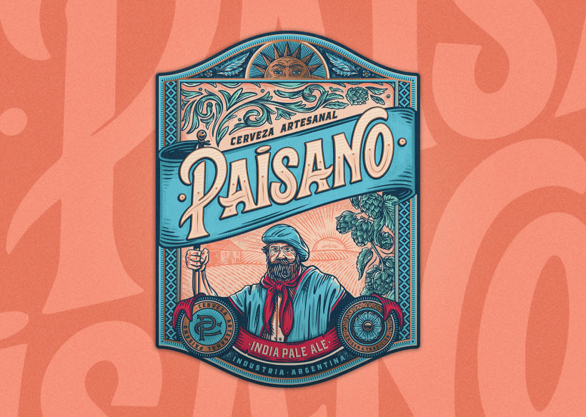 Paisano - Cerveza Artesanal 🇦🇷🍻 Mi proyecto final del curso en @domestika "Ilustración y lettering para diseño de packaging" 🤩 3