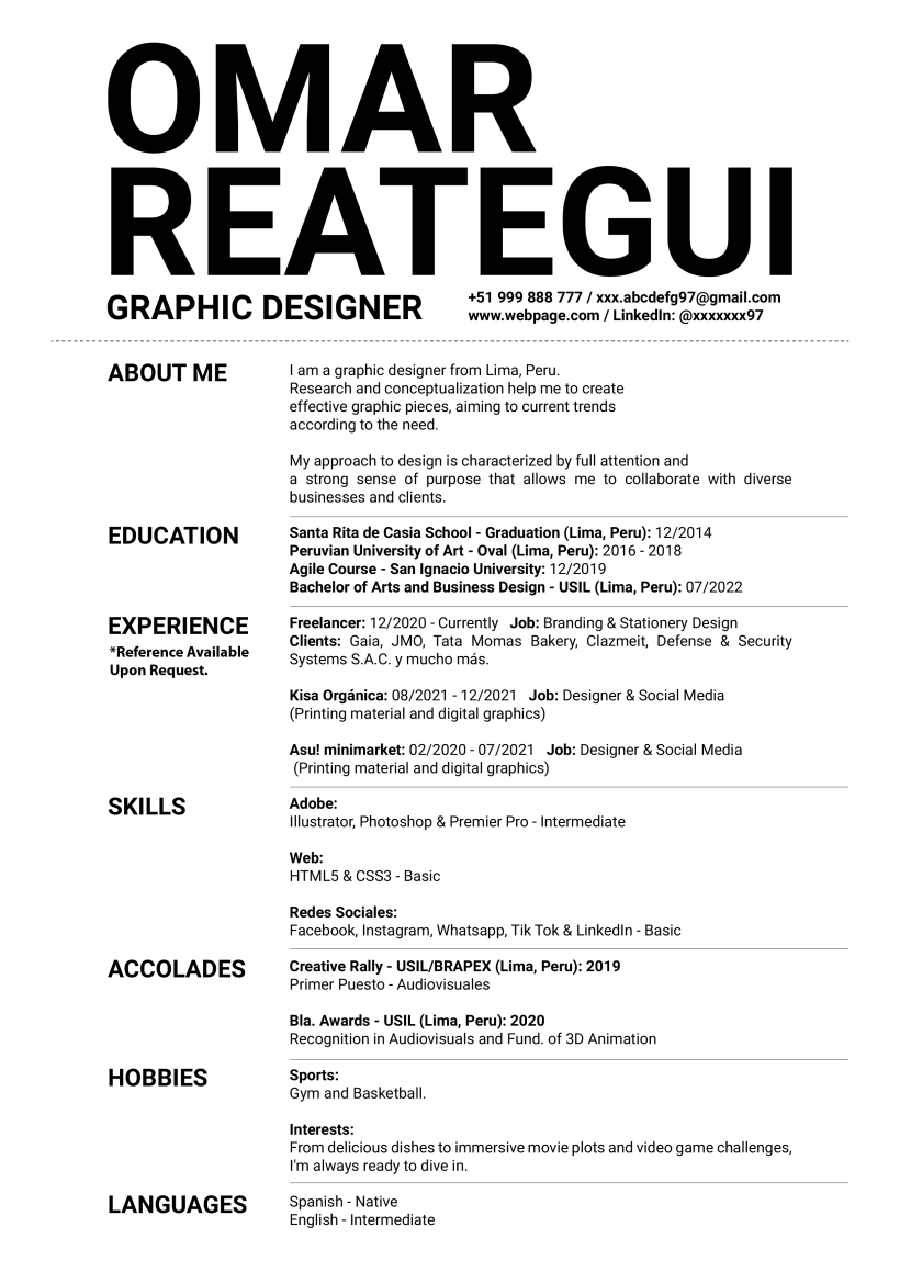 My project for course: Resumes for Creatives: Craft Your CV and Cover Letter 3