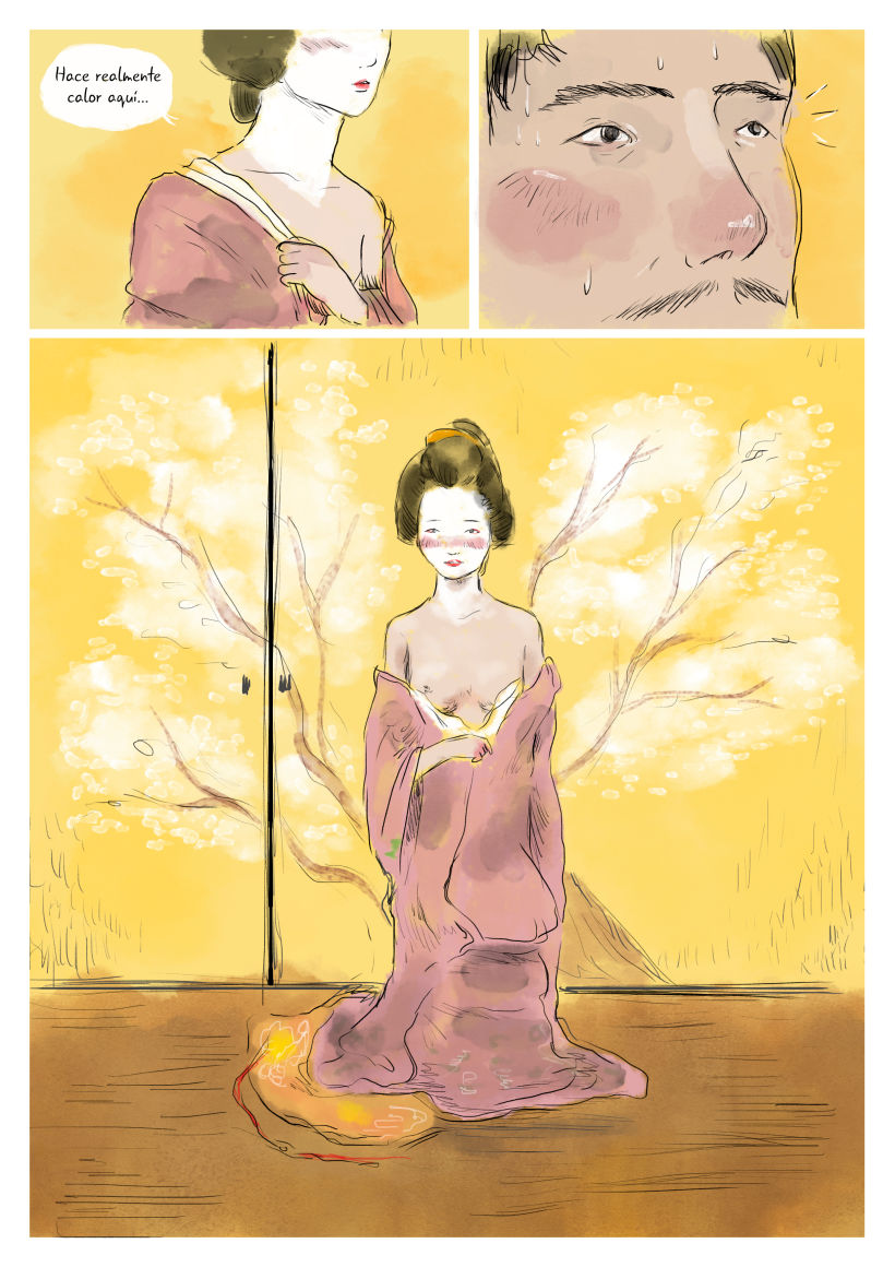 Algunas de las páginas del cómic homenaje de Geishas Rivales.