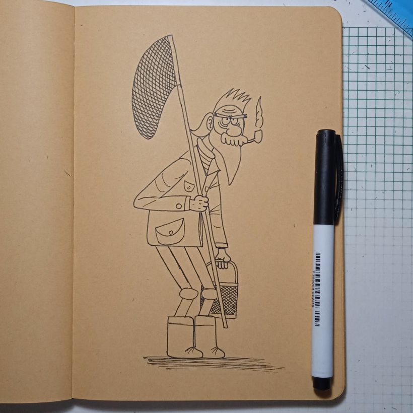 Primer borrador en un sketchbook de papel kraft