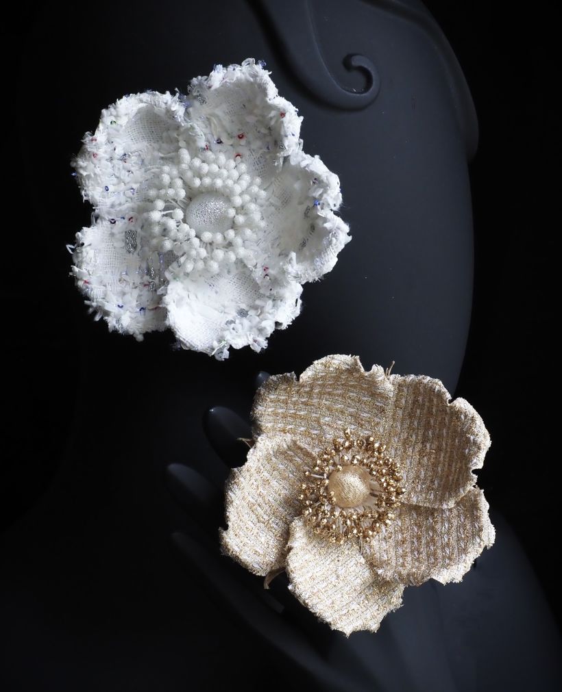 Tweed Wild Rose brooches by Svetlana Faulkner