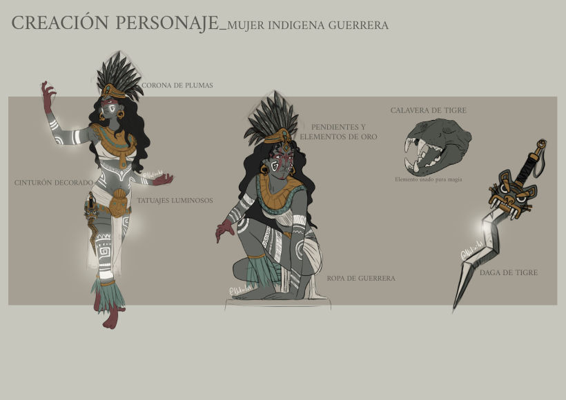 Curso diseño de personajes para concept art, Bruja Maya. 1