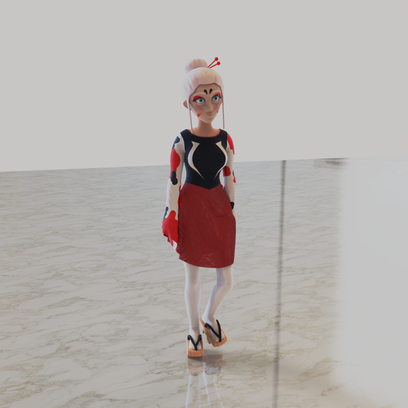 Mi proyecto del curso: Diseño de ropa 3D con Marvelous Designer para el personaje Kai. Hice también una animación (https://youtu.be/4daNDV_KqT4)  Angela Girón 2023 3