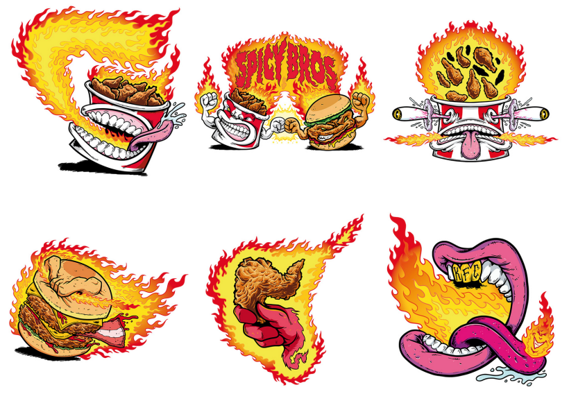 Ilustraciones "Los Malditos" para KFC España 7