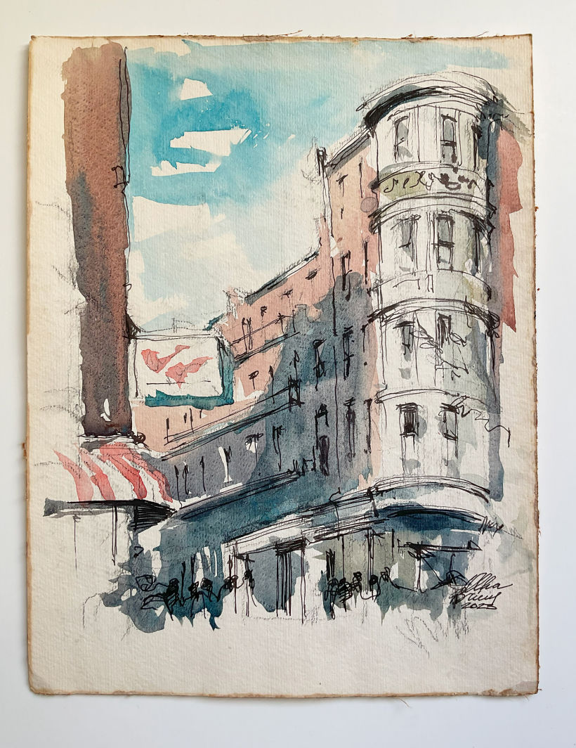 North ends in Boston. This is a plein air watercolor, one of the most successful in recent times.